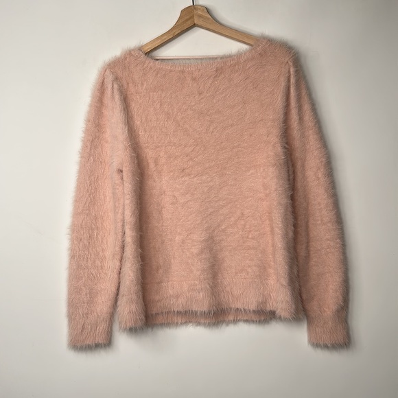 Joe Fresh X Jillian Harrison Fuzzy Sweater Womens Size L Pink - Picture 2 of 5